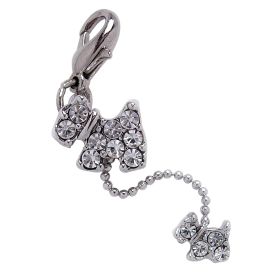 Dog & Puppy Charm with Clear Rhinestones