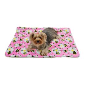 Playful Bumblebee and Floral Ultra-Soft Dog Blanket