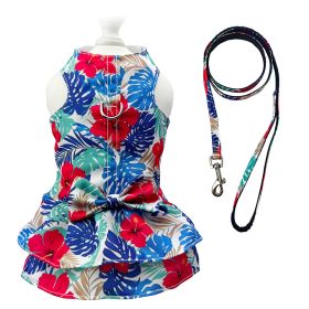 Tropical Hawaiian Dog Harness Dress with Leash (Color: Multi, size: XS)