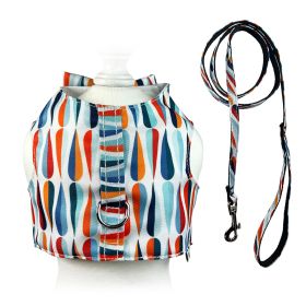 Stylish Raindrop Dog Harness Vest with Matching Leash (Color: Blue/Orange/White, size: M)