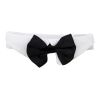 Elegant White Dog Collar with Black Satin Bow Tie