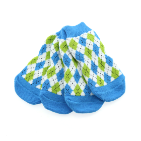 Comfort Grip Dog Socks – Non-Skid (Color: Blue and Green Argyle, size: X-Large)
