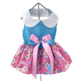 Island Plumeria Floral Dog Dress – Pink & Blue (size: X-Large)