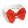Red Bow Tie Dog Collar – White Base