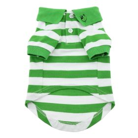 Preppy Striped Dog Polo Shirt (Color: Greenery and White, size: 2X-Large)