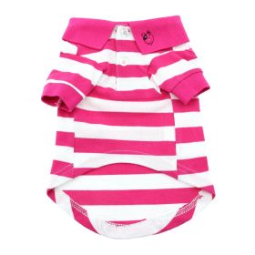 Preppy Striped Dog Polo Shirt (Color: Pink Yarrow and White, size: X-Large)