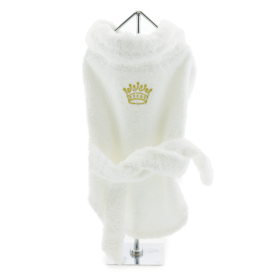 Princess-Inspired White Gold Crown Dog Bathrobe (size: X-Large)