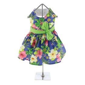 Island-Inspired Blue Lagoon Hibiscus Dog Dress (size: large)