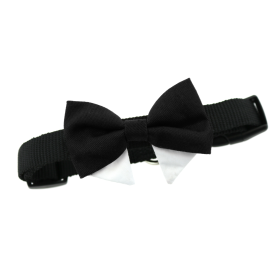 Classic Universal Dog Bow Tie for Pets (Color: Black with Starter Collar, size: large)