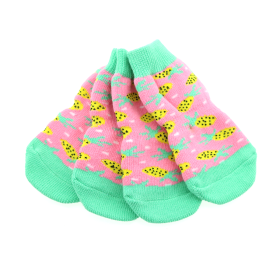 Comfort Grip Dog Socks – Non-Skid (Color: Pink Pineapple, size: large)