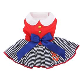 Nautical Sailor Dog Dress for Girls with Matching Leash (size: large)
