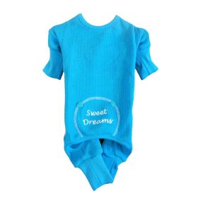 Sweet Dreams Thermal PJs for Dogs (Color: Blue, size: large)