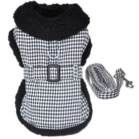 Black & White Houndstooth Dog Harness Coat with Leash (size: small)