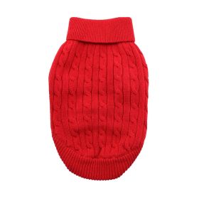 Cozy Cable Knit Dog Sweater – Combed Cotton (Color: Fiery Red, size: X-Small)