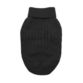 Cozy Cable Knit Dog Sweater – Combed Cotton (Color: Jet Black, size: X-Small)