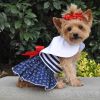 Sailor-Style Nautical Dog Dress with Matching Leash