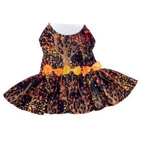 Autumn Leaves Harness Dog Dress Set with Matching Leash (size: medium)