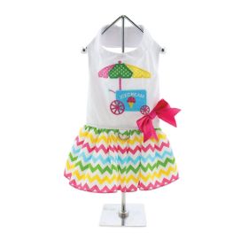 Cute Ice Cream Cart Dog Dress with Matching Leash (size: large)