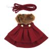 Elegant Wool Dog Harness Coat with Fur Trim