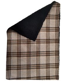 Plush Sherpa-Lined Blanket for Dogs (Color: Brown & White Plaid, size: 30" x 20")