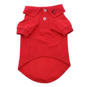 Classic Polo Dog Shirt – Solid Colors (Color: Flame Scarlet Red, size: X-Small)