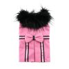 Elegant Wool Dog Harness Coat with Fur Trim